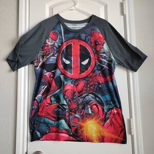 Marvel Deadpool All Over Print Men's Graphic Short Sleeve T-Shirt Size X-Large